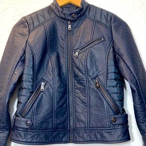 *SOLD* NWOT/BERNARDO Deep Indigo Moto Vegan Leather Jacket
